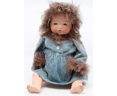 Armand Marseille: An early 20th century bisque head 'Dream Baby' doll, Armand Marseille, sleeping eyes, closed mouth, painted