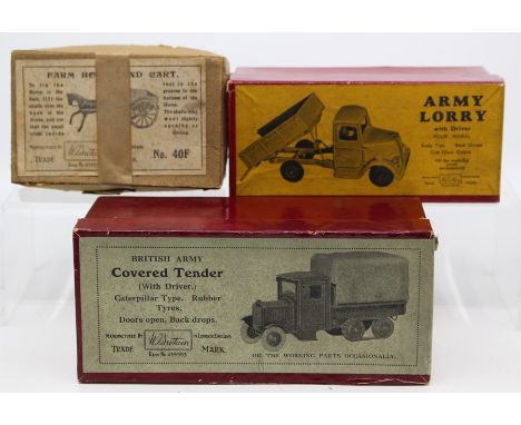 Britains: A collection of three empty Britains boxes to comprise: British Army Covered Tender, No. 1433; Four Wheel Army Lorr