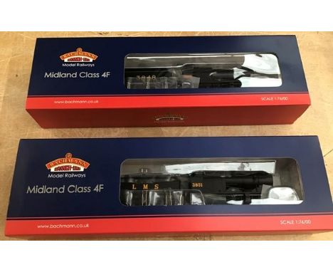 Railway: Bachmann 00 gauge locomotives to include 31-883 class 4F Midland , 31-880 class 4F LMS, both in used condition. Boxe