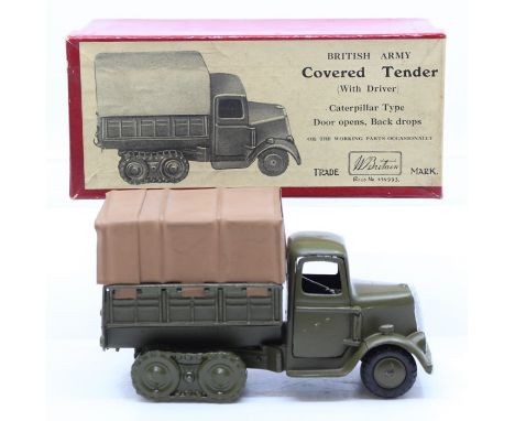 Britains: A boxed Britains, British Army Covered Tender with Driver, Caterpillar Type, No. 1433, complete within original box