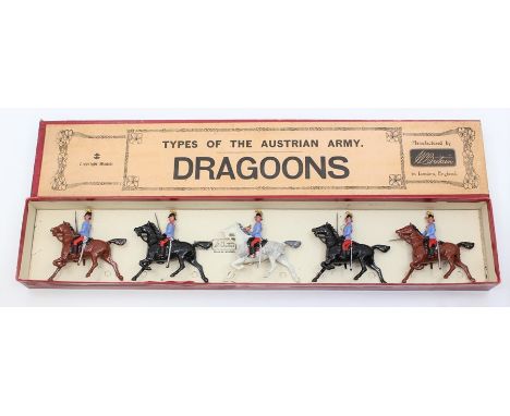 Britains: A boxed Britains, Types of the Austrian Army, Austrian Dragoons, No 176, five figures total, complete with original