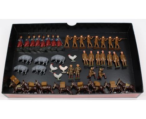 Britains: A collection of assorted lead figures, to include Britains, Johillco and other examples, forty-four figures. (one b