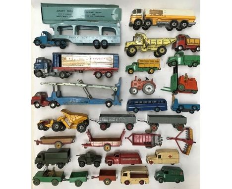 Diecast: A collection of assorted diecast vehicles to include Dinky Bedford Pullmore Transporter, Field Marshall Tractor, ass