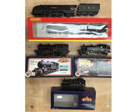 Railway: Hornby City of Edinburgh coronation class locomotive R.2270 with outer box, along with three Bachmann Locomotives, V