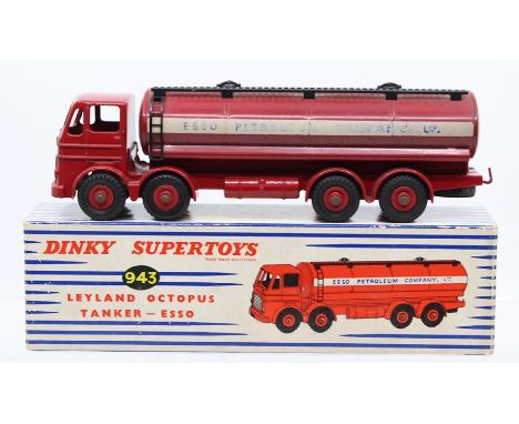 Dinky: A boxed Dinky Supertoys, Leyland Octopus Tanker, Esso Petroleum, 943, red livery, lettering rubbed to one side of vehi