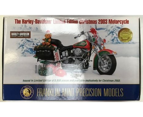 Franklin Mint: A boxed,&nbsp;Harley Davidson Christmas 2003 limited edition 1:10 scale model by Franklin Mint. In original pa