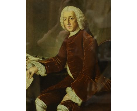 After William Hoare, reverse print on glass, Portrait of William Pitt Esq., 36 x 26cm