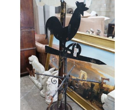 A wrought iron cockerel weather vane, height 147cm