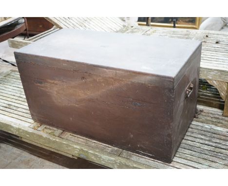 A Victorian pine trunk, length 91cm, depth 47cm, height 47cm