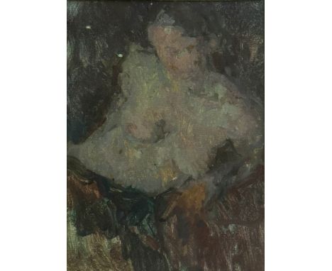 Martin Yeoman (britisch, geb. 1953), Woman getting out of bed, Öl auf Leinwand auf Karton, unsigniert, Lichtmaß: 35 x 24,5 cm