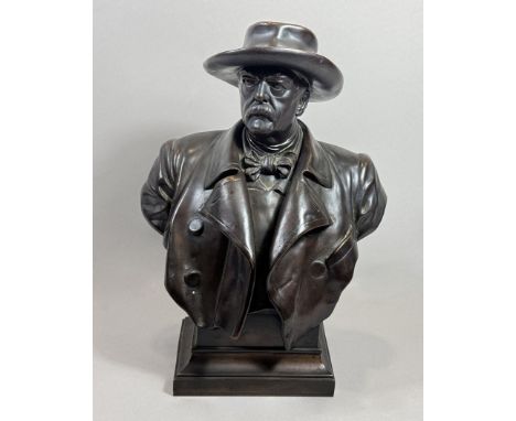 Harro Magnussen (deutsch, 1861 - 1908), Büste Bismarck, 1894, Bronze, dunkel patiniert, am Rücken signiert, datiert und bezei