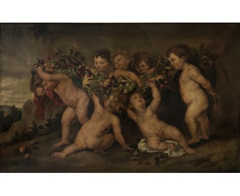 Monogrammist nach Peter Paul Rubens (flämisch, 1577 - 1640), Die Früchtegirlande, 19. Jh., Öl auf Leinwand, unten rechts mono