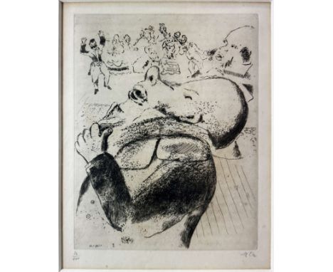 Marc Chagall (belorussisch/französisch, 1887 - 1985), Nosdriews Enthüllungen, aus: Die toten Seelen (Gogol), Radierung, unten