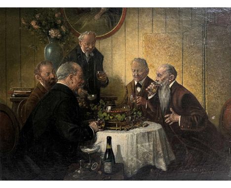 Hans August Lassen (deutsch, 1857 - 1927), Cocktail trinken, 1919, unten Rechts signiert und datiert, Öl auf Leinwand, Lichtm