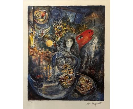 Marc Chagall (belorussisch/französisch, 1887 - 1985), Die Braut, Litho, im Stein signiert, Auflage E49 von 500, Lichtmaß: 80 