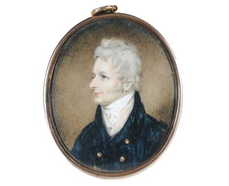 English School (19th Century) A group of five 19th century portrait miniatures and one photograph, together with a hinged woo