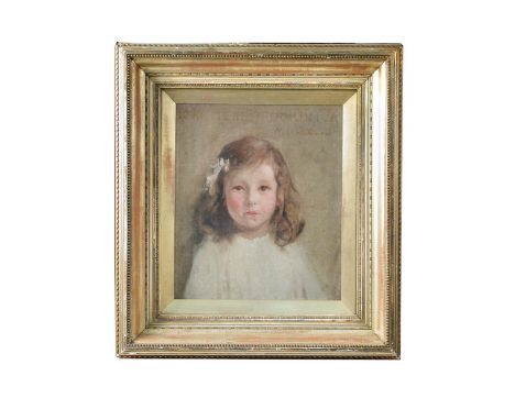 Alfred George Webster (British, 1852–1916) Portrait of a small girl - Miss Joan Teresa Dominica Cecchi inscribed with title u