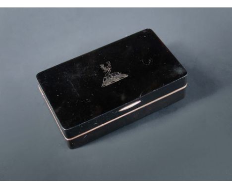 An early 19th century French gold lined tortoiseshell snuff box, maker P.A.M, Paris 1809-1819, of plain rectangular form with