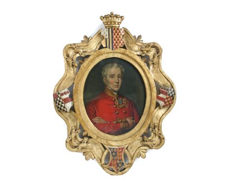 English School (19th Century) Portrait of the 1st Duke of Wellington, KG, GCB, GCH, PC, FRS (1769-1852) in a frame carved and
