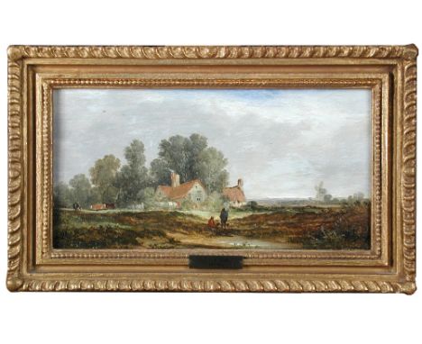 Edward Charles Williams (British, 1781-1855) A rural landscape, near Weybridge, Surrey oil on panel 15 x 30cm (6 x 12in) Oil 