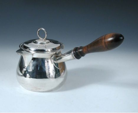A large George III silver Brandy saucepan and cover, by Thomas Wallis II and Jonathan Hayne, London 1814, the plain baluster 