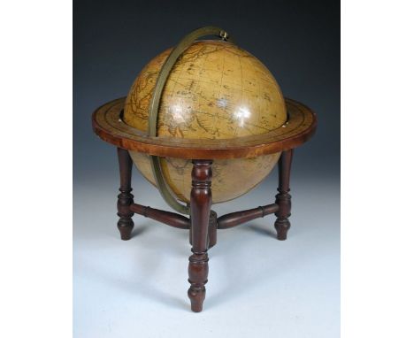 A Smith's Terrestial 10inch table Globe, 'containing all the most recent discoveries', varnished gores, brass meridian ring, 