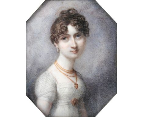 Follower of Richard Cosway (British, 1742-1821) Portrait miniature of Frances Ann Biddulph, Lady Parker, wife of Admiral Sir 