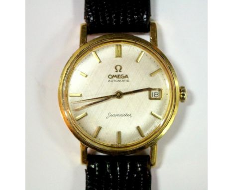 By Omega - a gentleman's 18ct gold cased automatic 'Seamaster' wristwatch, circa 1960's, with brushed silver dial with gold c