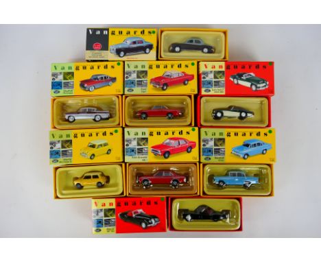 Vanguards - Lledo - Eight 1/43 diecast vehicles form Vanguards to include VA19005 Rover P4 Grey Burgundy, VA52000 Flame Red F