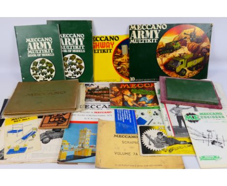 Meccano -  A collection of vintage and modern Meccano ephemera, including 'Meccano Army Multikit Book of Models'; Instruction