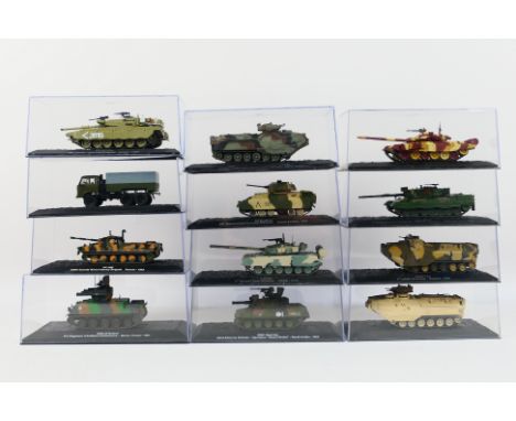 DeAgostini - A assortment of twelve Military Vehicles From the Combat Tanks Collection in 1/72 scale to include M2 Bradley 24