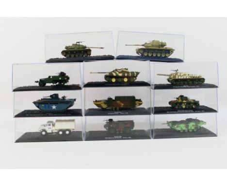 DeAgostini - A assortment of twelve Military Vehicles From the Combat Tanks Collection in 1/72 scale to include Jagdpanther S