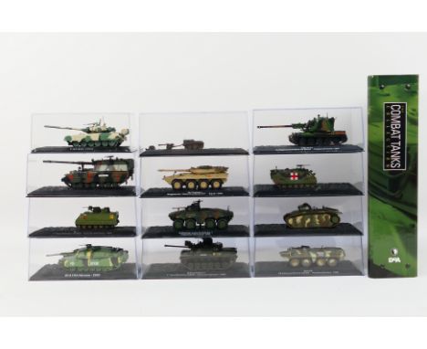 DeAgostini - A assortment of twelve Military Vehicles From the Combat Tanks Collection in 1/72 scale to include M1A1HA Abrams