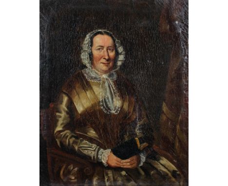 19th century school, Portrait of a Lady, oil on canvas, 38cm x 31cm