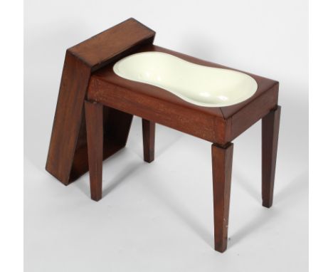 A 19th century mahogany commode/bidet, with Wedgwood stoneware bowl, 51cm high, 55cm wide, 35cm deep