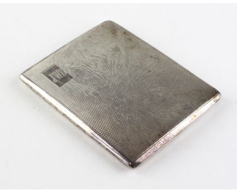 A mid century cigarette case of rectangular form with engine turned decoration throughout, Birmingham 1955 by William Neale &