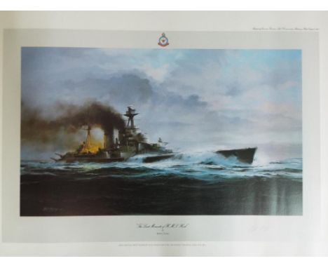 After Robert Taylor - A first edition print by Robert Taylor entitled 'The Last Moments of H.M.S Hood' signed in pencil by Li