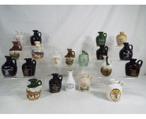 A collection of twenty miniature / taster bottle of Scotch Whisky in ceramic decanters predominantly 5 cl and 40% abv or high