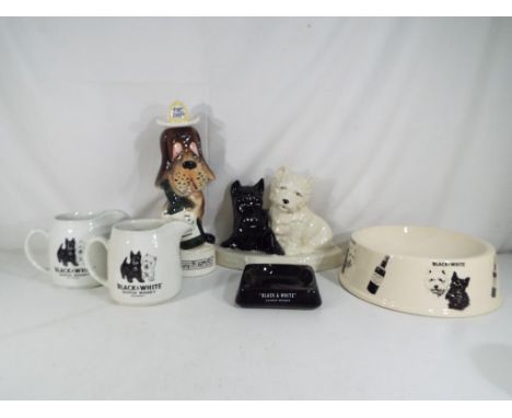 Breweriana - a collection of Black & White Scotch Whisky collectables to include a Brentleigh Ware ceramic advertising displa