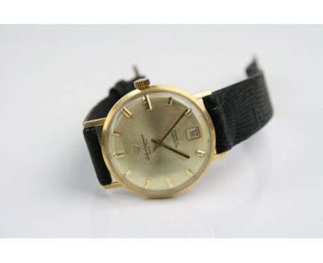 Vintage gents 18K Gold "Jules Jurgensen" 17 jewel Automatic Wristwatch with sweep seconds hand &amp; date box at the six posi