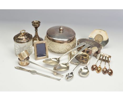 A PARCEL OF SILVER, including a pair of George III Peter &amp; William Bateman Old English pattern tablespoons with engraved 