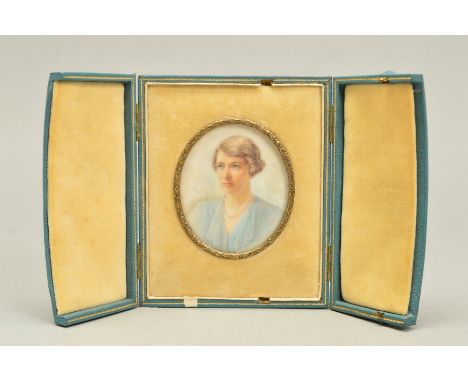 KETURAH COLLINGS, (BRITISH 1862-1948), PORTRAIT MINIATURE OF A LADY, circa 1940, oval, on ivory, signed lower right edge, 7.5
