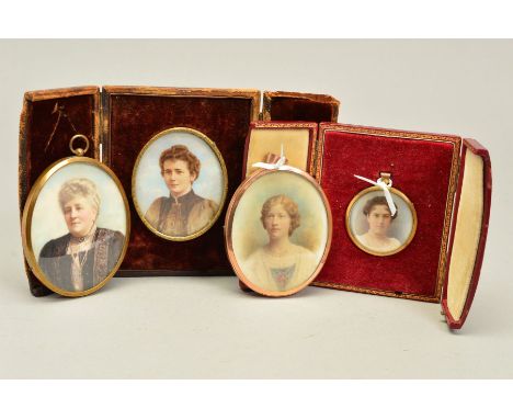 EARLY 20TH CENTURY BRITISH SCHOOL ATTRIBUTED TO NORAH BROWNE, a cased portrait miniature of a young lady wearing a brown dres