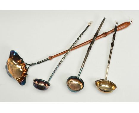 AN ELIZABETH II SILVER PUNCH LADLE, wavy oval double lipped bowl on a tapered turned wooden handle, makers J.B. Chatterley &a