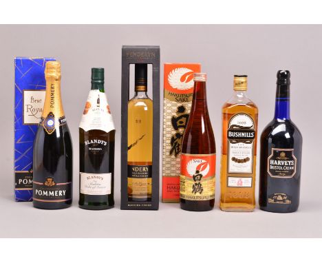 A COLLECTION OF WHISKY, WINE AND SPIRITS, comprising a bottle of Penderyn Single Malt Welsh Whisky, 46% vol, 70 cl, boxed, a 