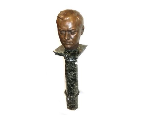 After Ferdinand Liebermann (1893-1946), Bronze Portrait Head of Alfred Rosenberg, signed FERD.LIEBERMANN to the nape, 43cm, w