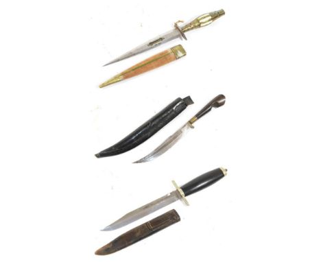 A Late 19th Century Small Bowie Knife by Taylor, Sheffield, the 15.5cm clip point steel blade stamped REAL WITNESS KNIFE belo
