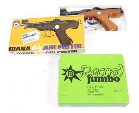 PURCHASER MUST BE 18 YEARS OF AGE OR OVERA Fritz Barthelmes Record Jumbo .177 Calibre Air Pistol, circa 1980's, with rifled b