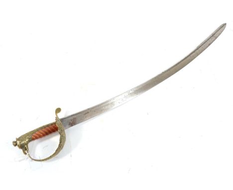 An Italian Regia Aeronautica (Air Force) Type Sword, with 75cm plain quill-back steel blade, the brass hilt with eagle head p