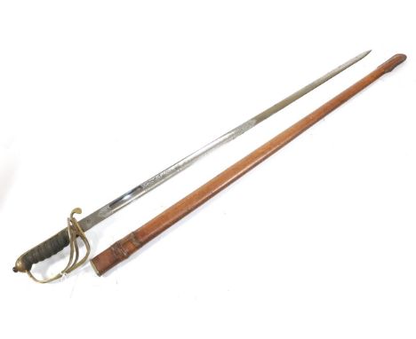 A George V Artillery Officer's Sword, the 82cm single edge fullered steel blade etched with the Royal Artillery badge, Royal 